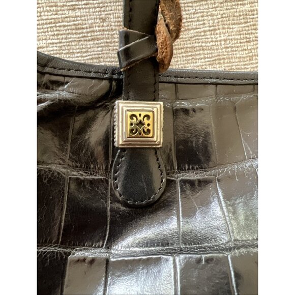 Brighton Croc Embossed Leather Handbag Hand Shoulder Bag Heart Charm Purse - Picture 15 of 16